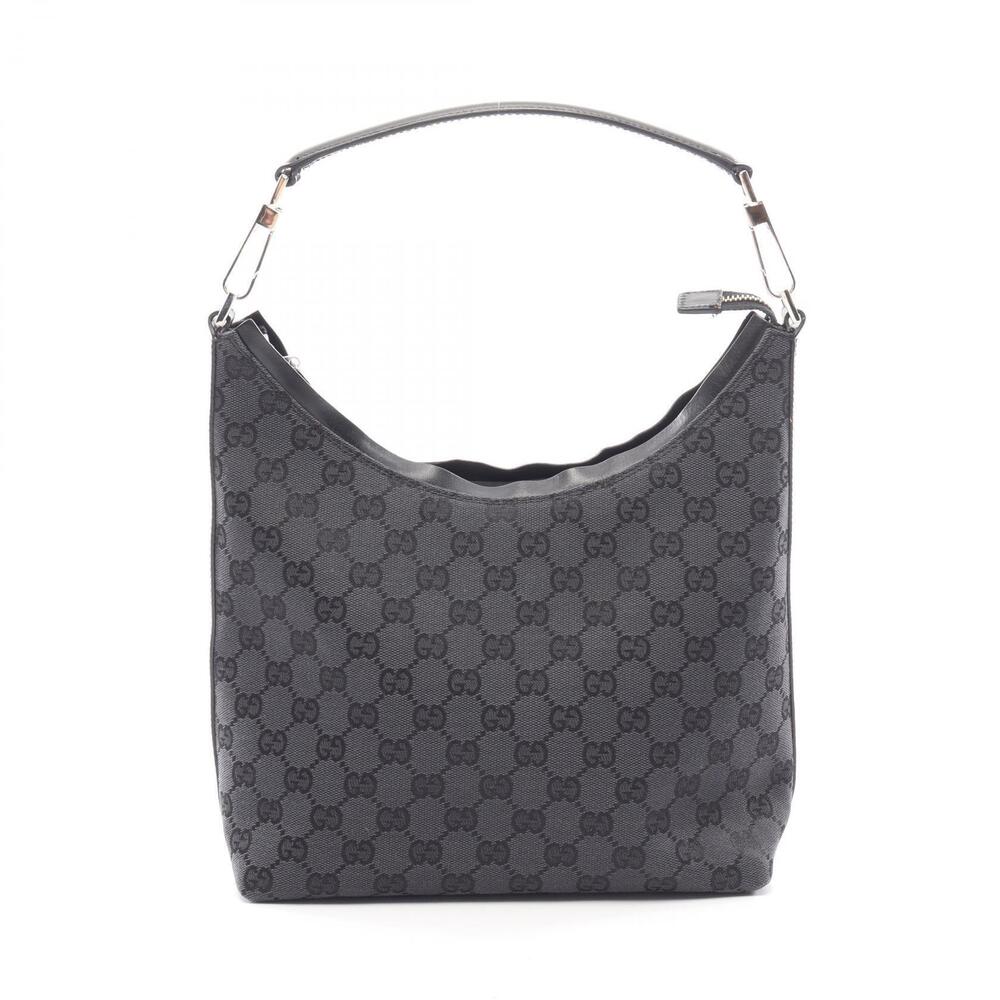 Gucci Abbey GG Canvas Leather Shoulder Bag Black